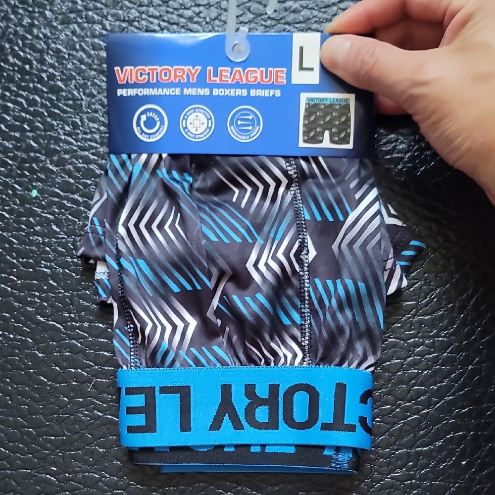 Victory League Men's Black and Blue Boxer Briefs